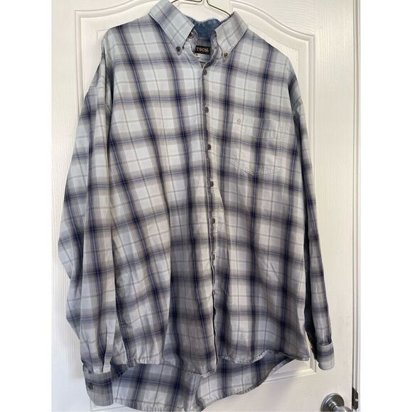 Stetson Men's Purple & Gray Plaid Collared Buttons Down Shirt Size XL - Picture 10 of 12